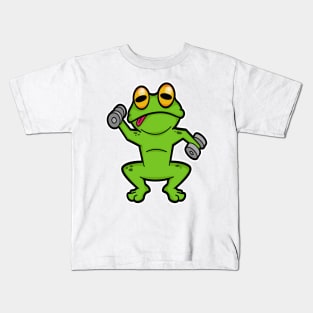 Frog at shoulder training with Dumbbells Kids T-Shirt